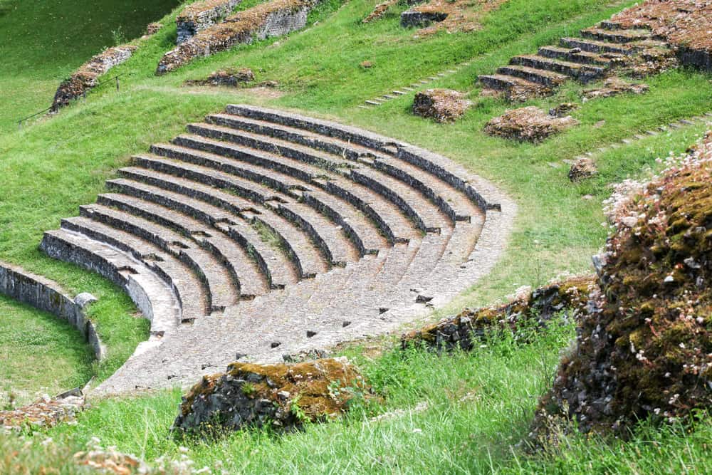The remains of the ancient Roman theater in Autun in Burgandy, France.