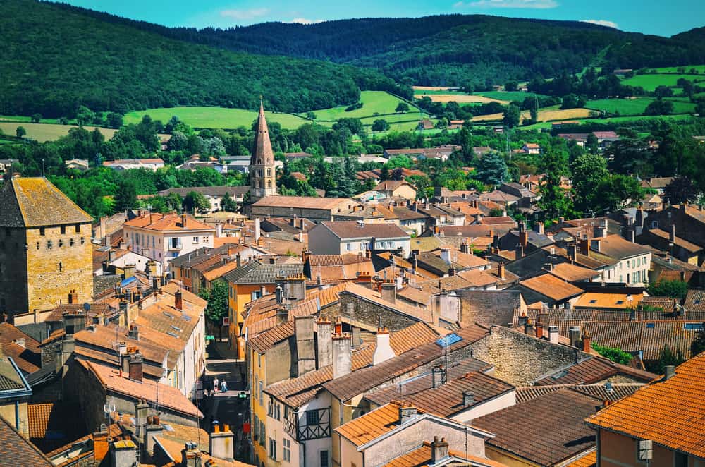 Aerial view of Cluny city in Burgundy, France.