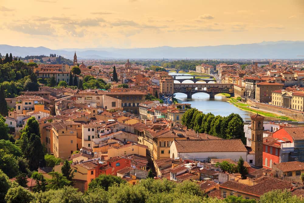 Aerial view of Florence in Italy.