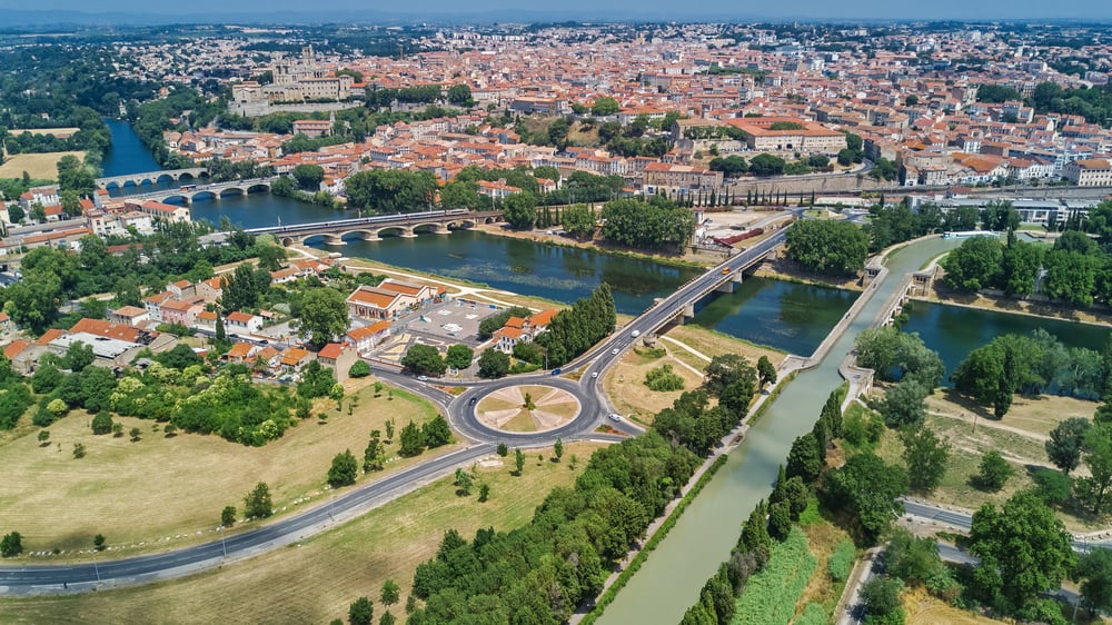 Aerial view of Beziers in France.