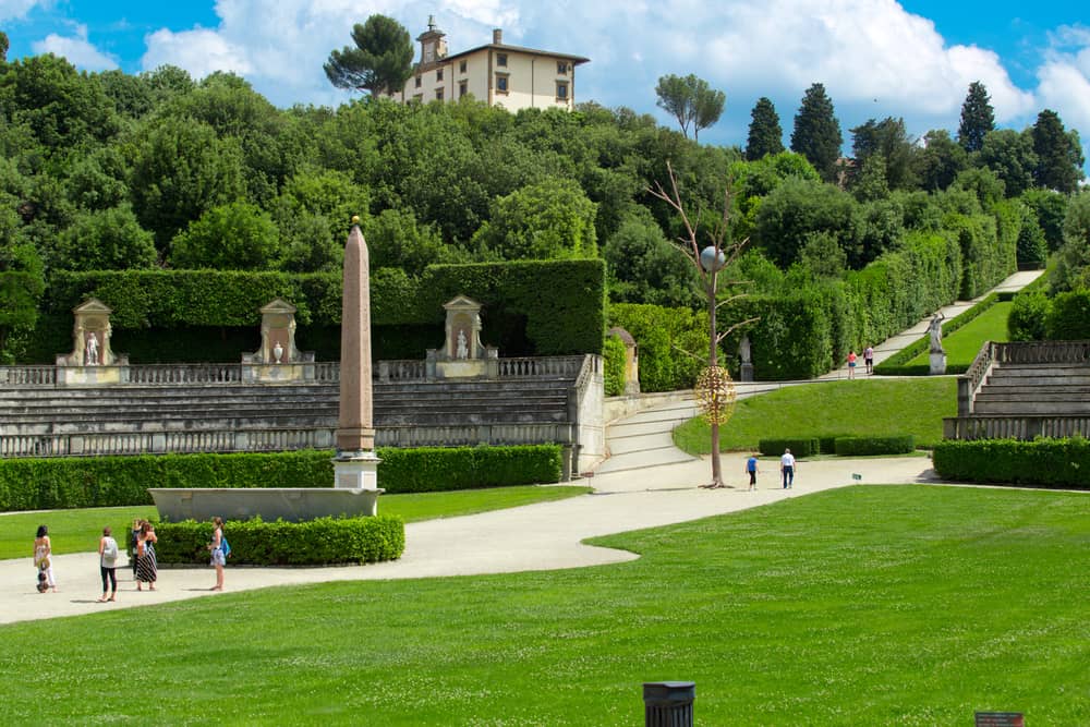 The Boboli gardens in Florence on a bright day.