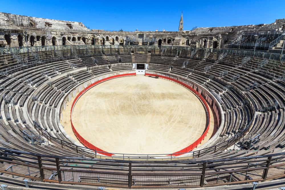Bull fighting arena in Nîmes, France.
