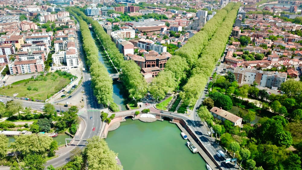 The Canal du Midi in Toulouse, France.