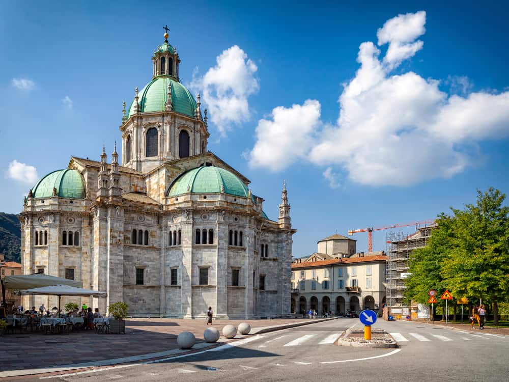 Outside view of the majestic Cathedral of Como in Italy.