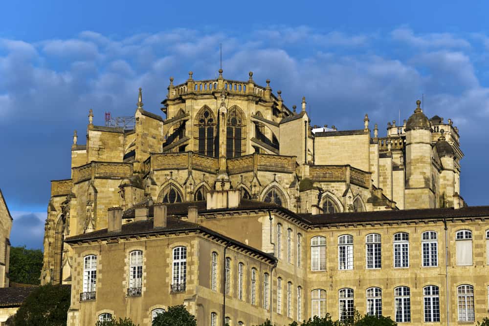 Outside view of the impressive Cathedral of Saint Mary in Auch, France.