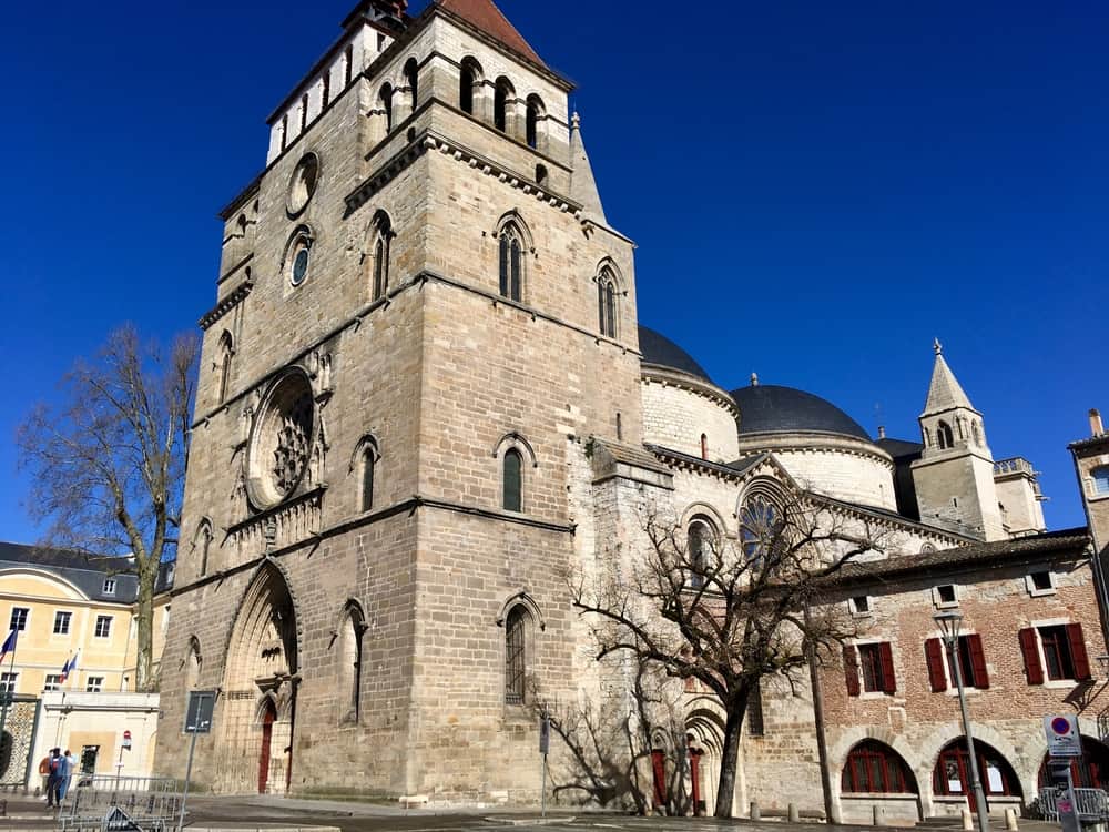 Ourside view of the Cathedral saint Etienne in Cahors, France.