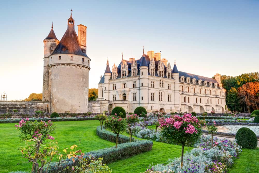 The garden and castle of Chenonceau, France.