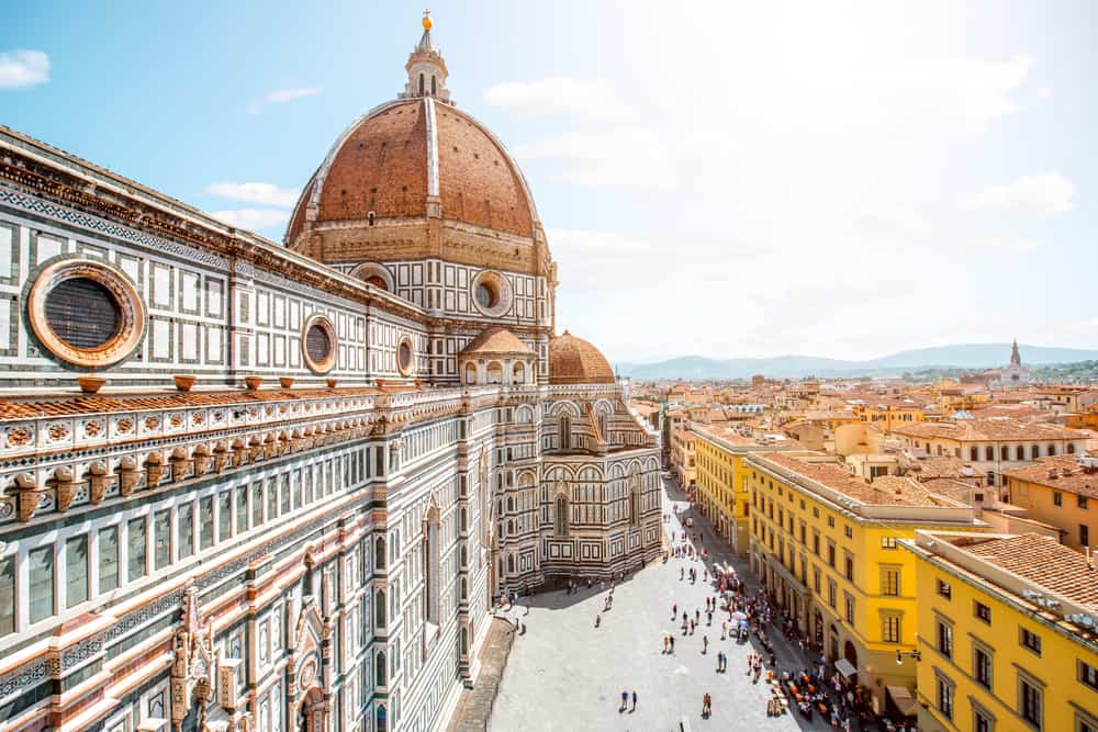 An outside view of the majestic duomo in Florence - Santa Maria del Fiore.