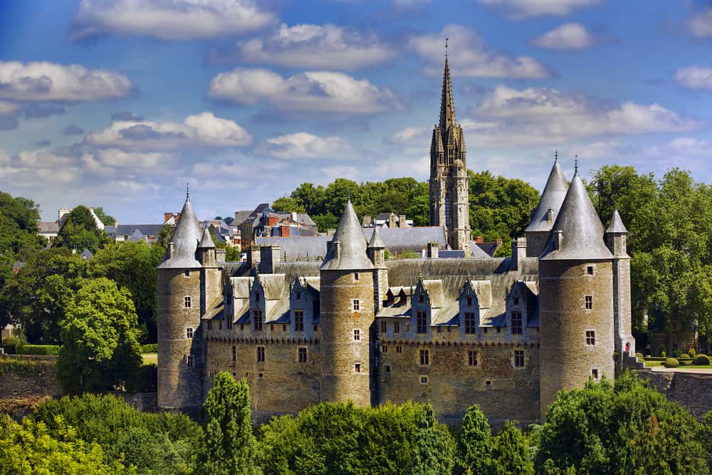 Stunning view of the Josselin Castle in Brittany, France.
