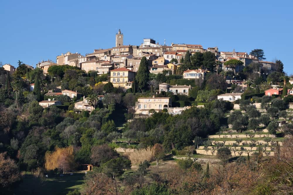 Houses on a hill in Mougins in the French riviera.