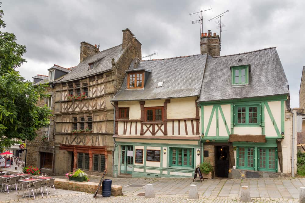 Old houses in Saint-Brieuc, France.