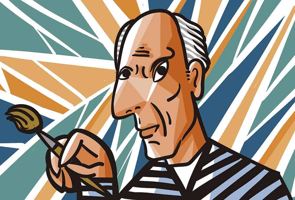 A still painting/cartoon style of Spanish artist Pablo Picasso.