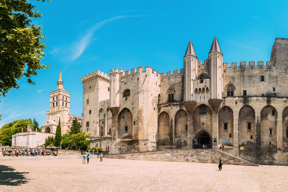 Outside view of Palais des Popes in Avignon, France.