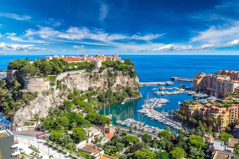 Panoramic view over Monaco and the sea.