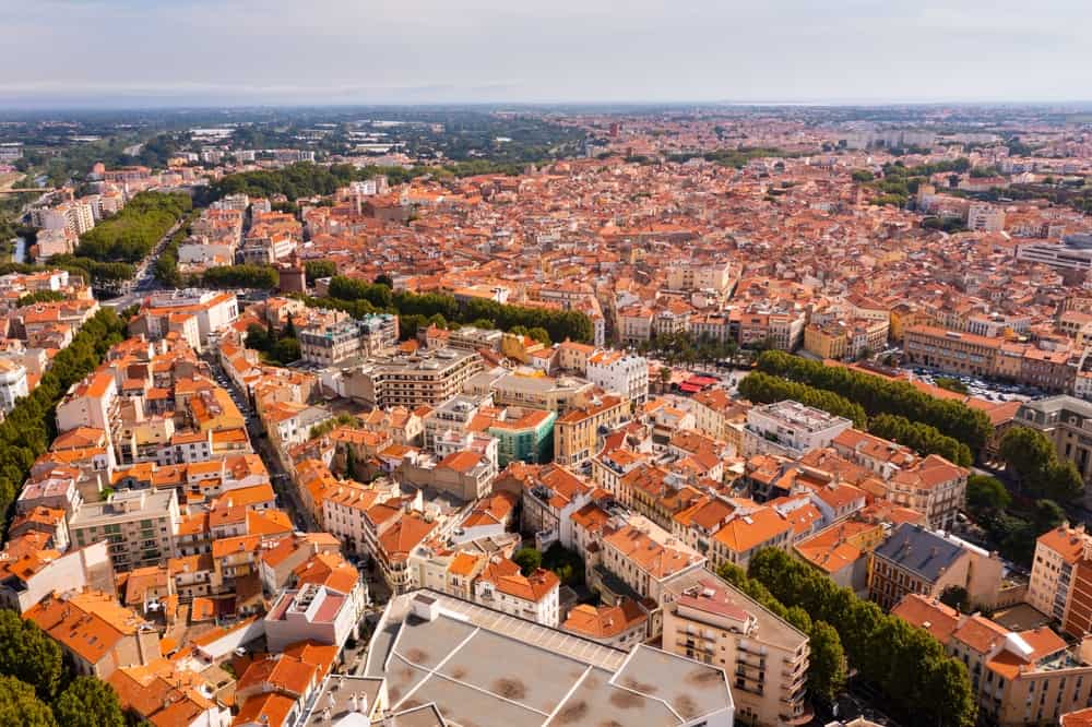 Aerial view of Perpignan in France.