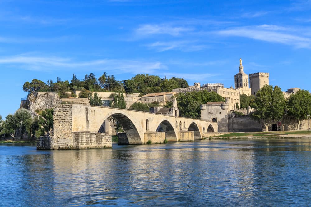 The beautiful bridge Pont d'Avignon in Avignon, France.