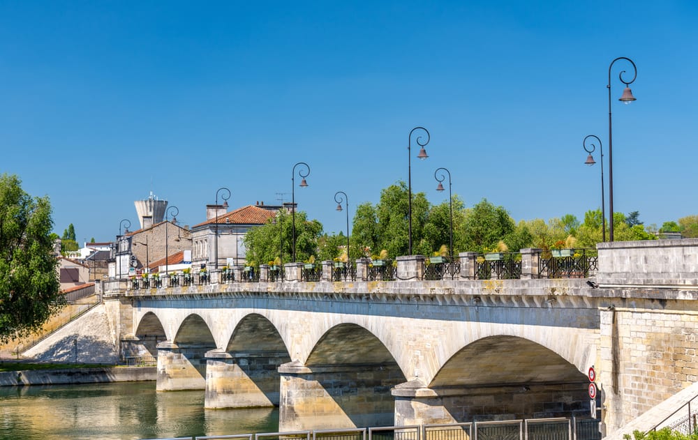 The old Pont-Neuf, bridge in Cognac, France.