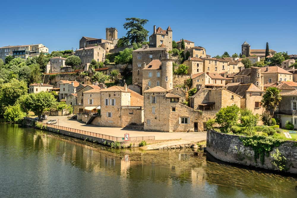 Panorama view of Puy L'Eveque (France) on the Lot River.