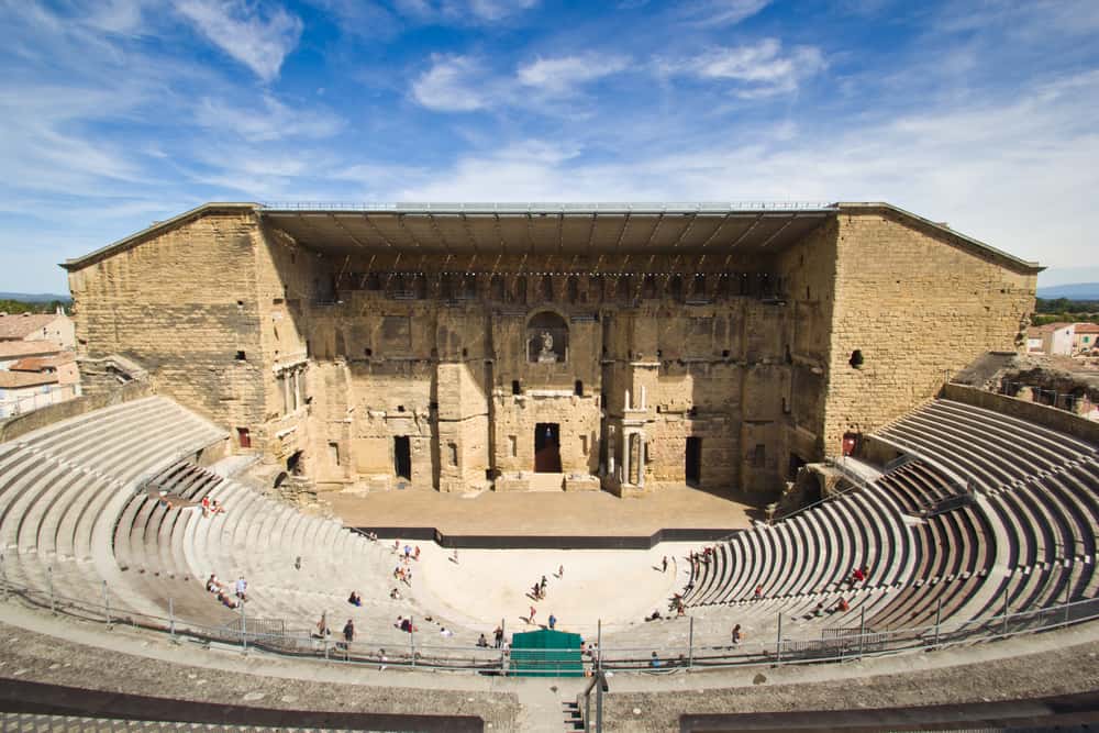 Inside view of the Roman Theatre of Orange in Provence, France.