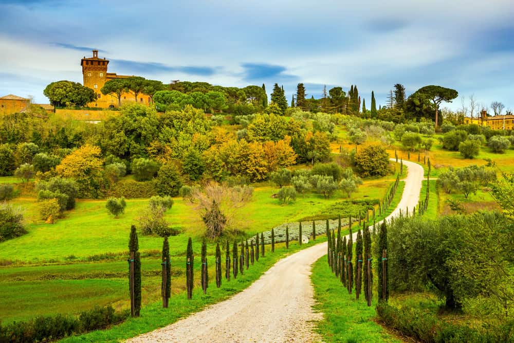 Beautiful green, rural landscape in Tuscany, Italy.