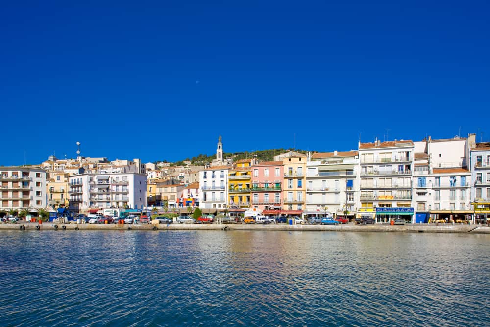 A view of the town of Sète in France from the sea side.