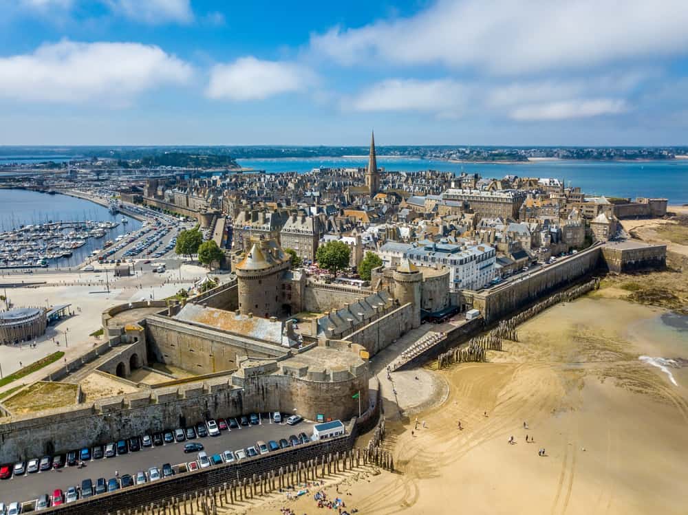 Arial view of St. Malo in Brittany, France.