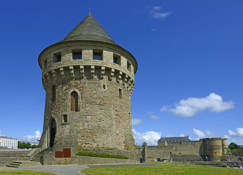 A view of the Tanguy Tower in Brest in Brittany, France on a sunny day.