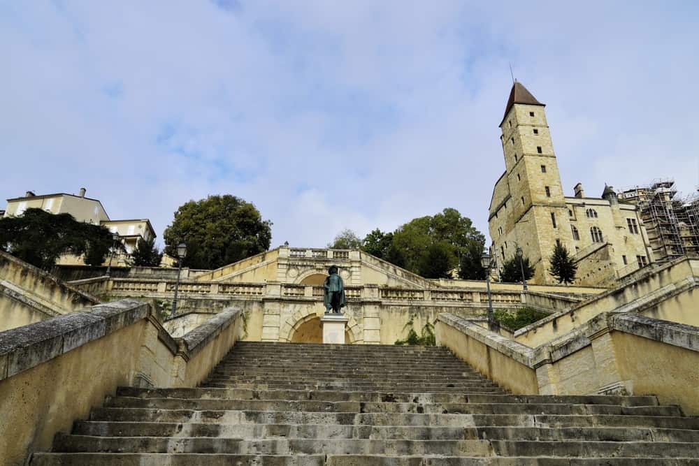 Staircase leading to the Holy Mary Cathedral in Auch, France.