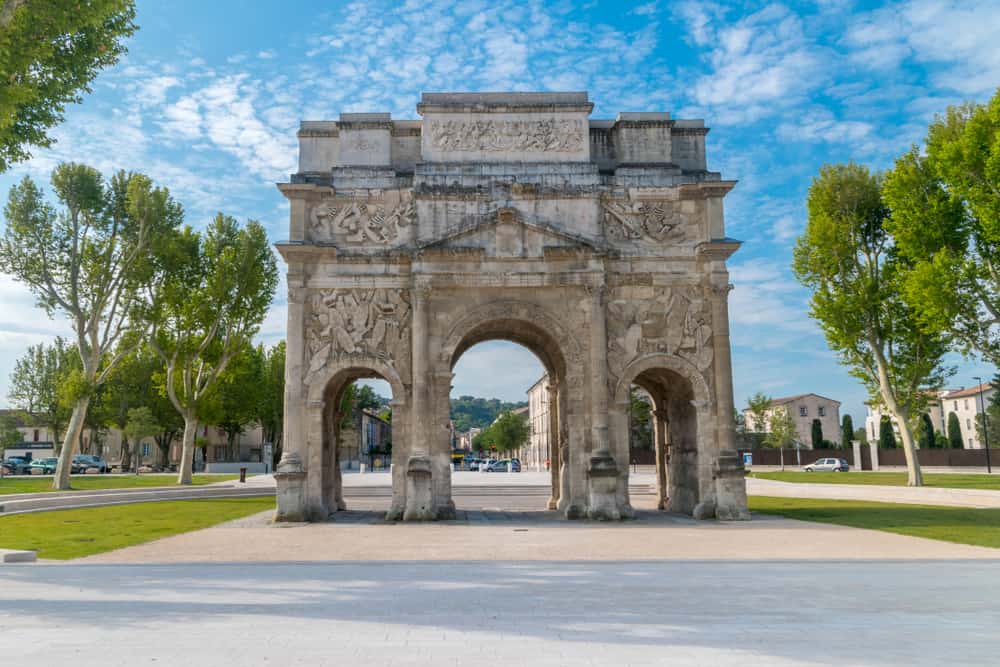 The Triumphal Arch of Orange in Provence, France.