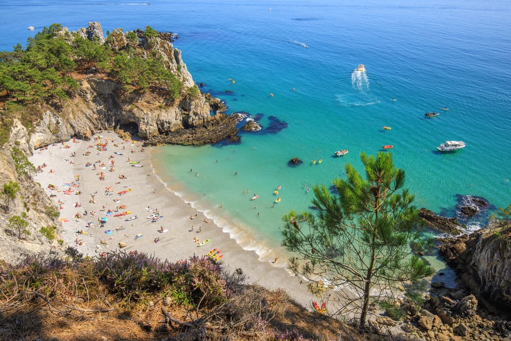 An overview of the beach and sea at Virgin Island - Crozon Peninsula.