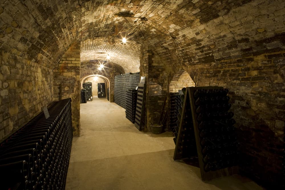 The cellar of a champagne winery in Épernay, France.