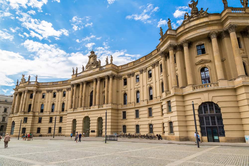 An outside view of the impressive Humboldt University in Berlin, Germany.