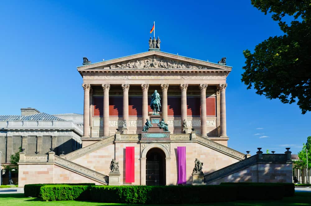 Outside view of the Old National Gallery in Berlin, Germany.