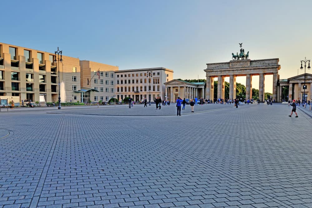 Pariser Platz in Berlin with Brandenburger Tor in the background.