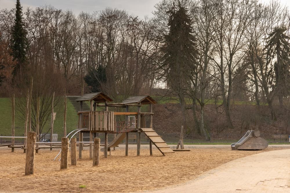 Small playground in Friedrichshain park in Berlin, Germany.