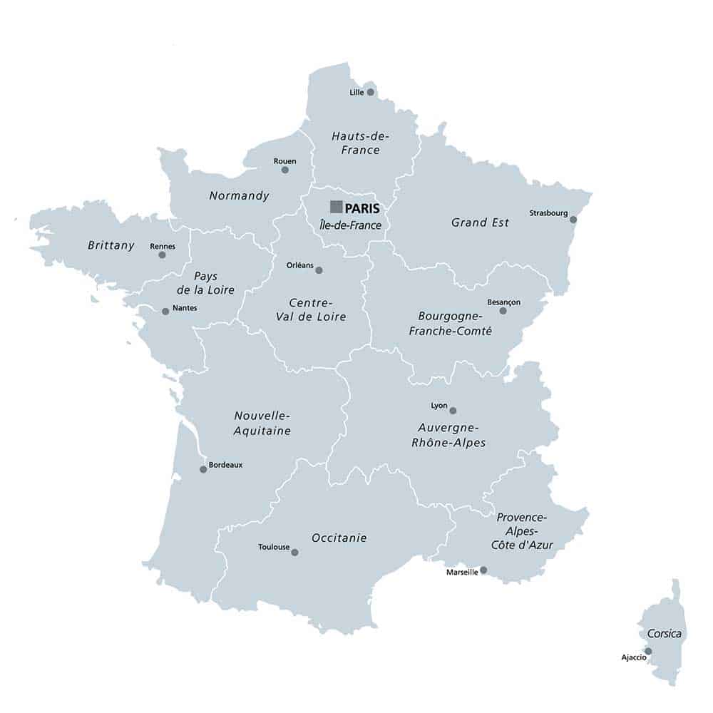 Map of the French regions.