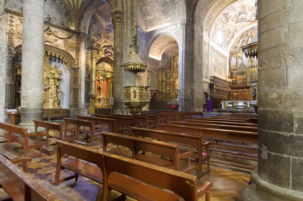 An inside view of the Romanesque cathedral of Jaca in Spain.