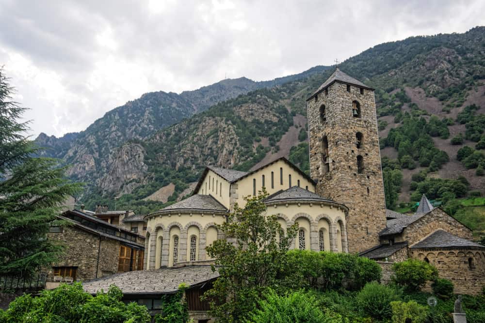 Outside view of Esglesia de Sant Esteve in Andorra la Vella, Spain.