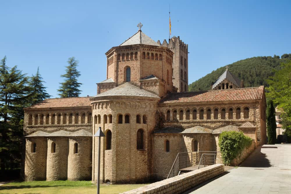 Outside view of Monastery of Santa Maria in Ripoll, Spain.