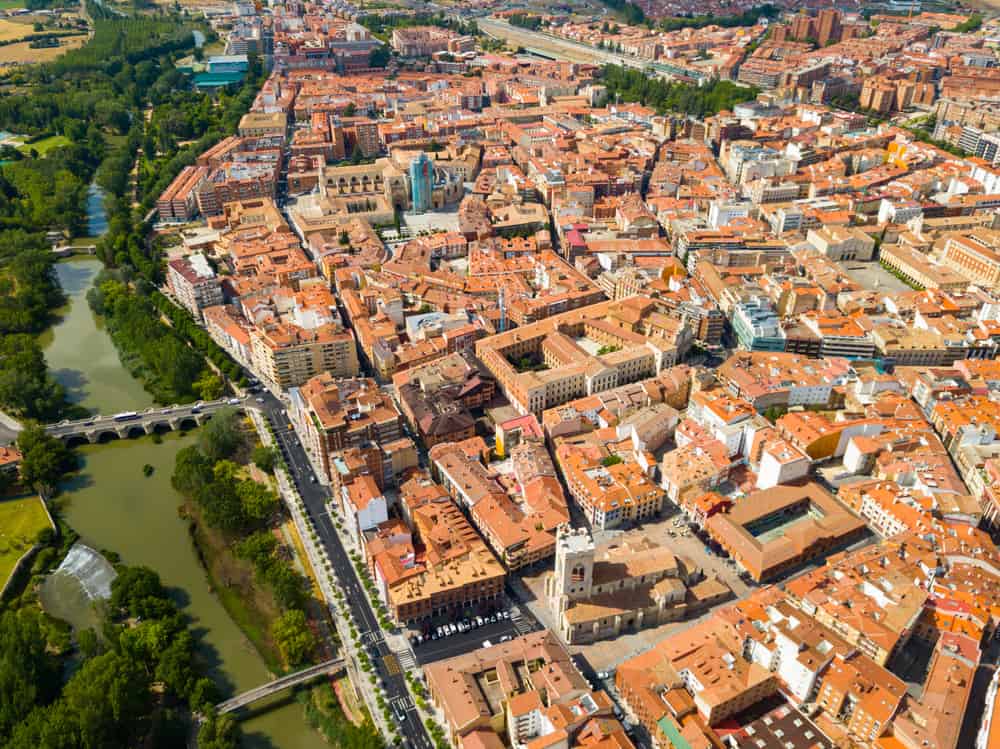 Aerial view of Palencia in Spain.
