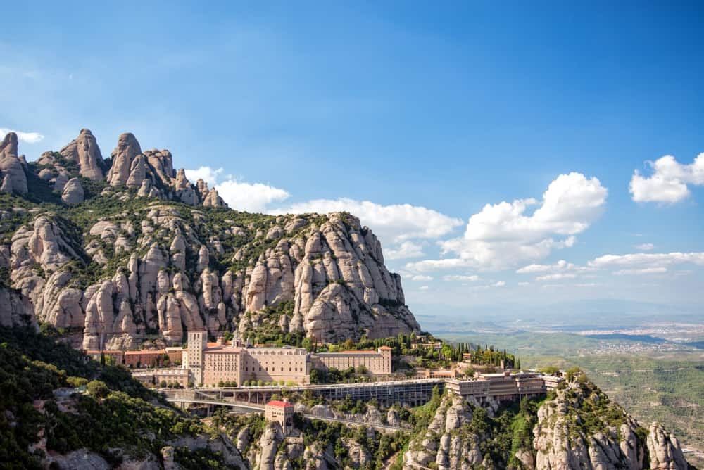 A beautiful view of the mountains of Montserrat and the monastery in Barcelona, Spain.
