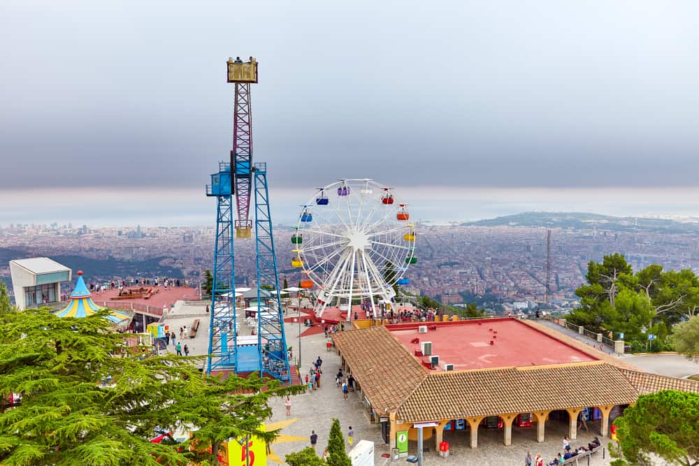 Aerial view from Tibidabo over the city of Barcelona.